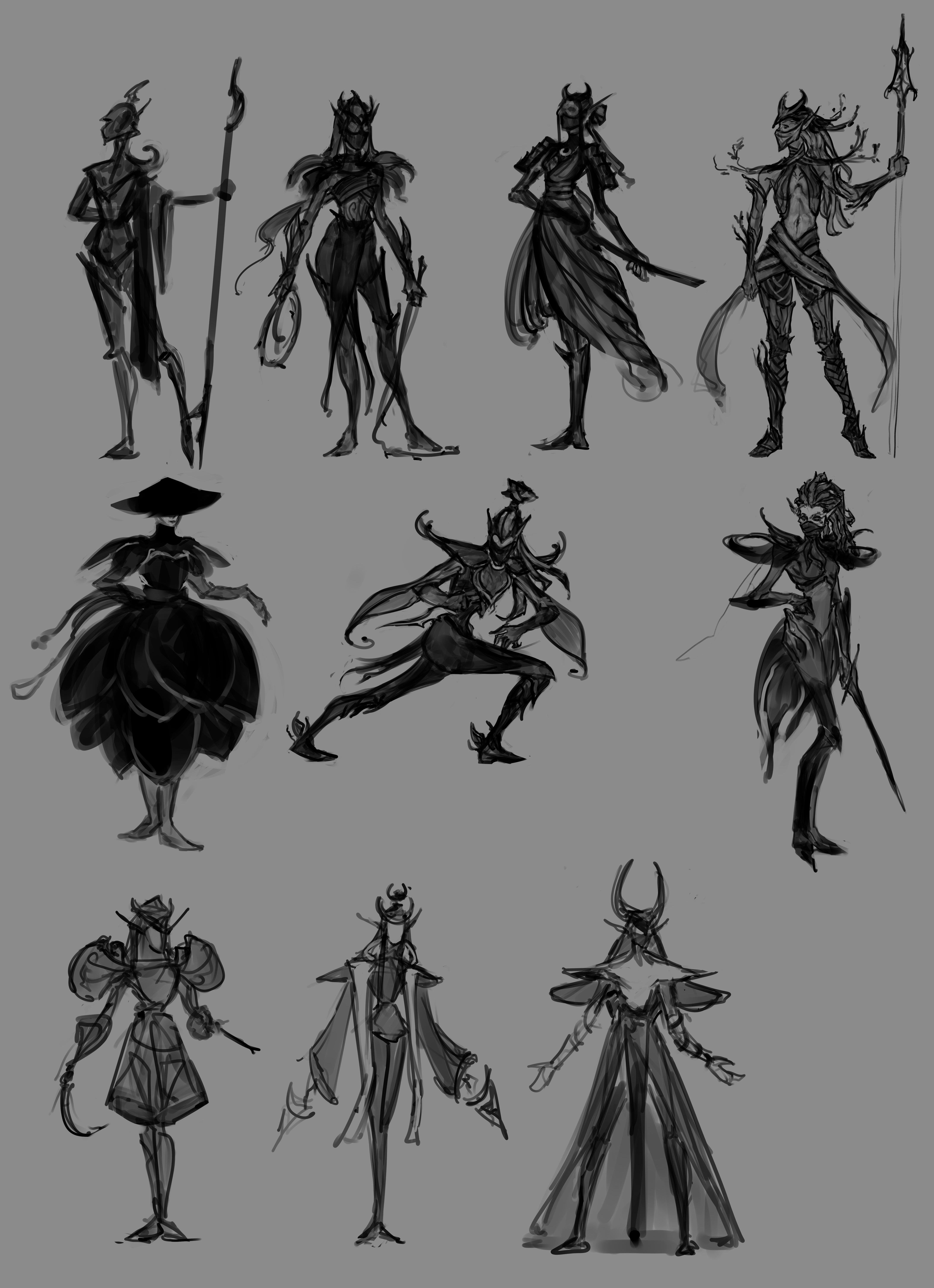 Character thumbnail sketches on the theme 'growth'.